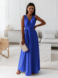 Damen elegantes Wickelkleid mit Taillengürtel R&B