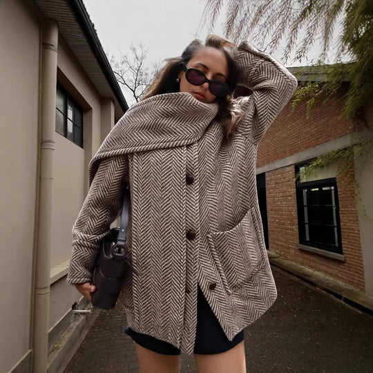 Damen Luxus Oversized-Jacke mit strukturiertem Design R&B
