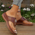 Damen Komfortable Zehentrenner-Sandalen mit modischem Glitzer-Details und ergonomischem Fußbett R&B