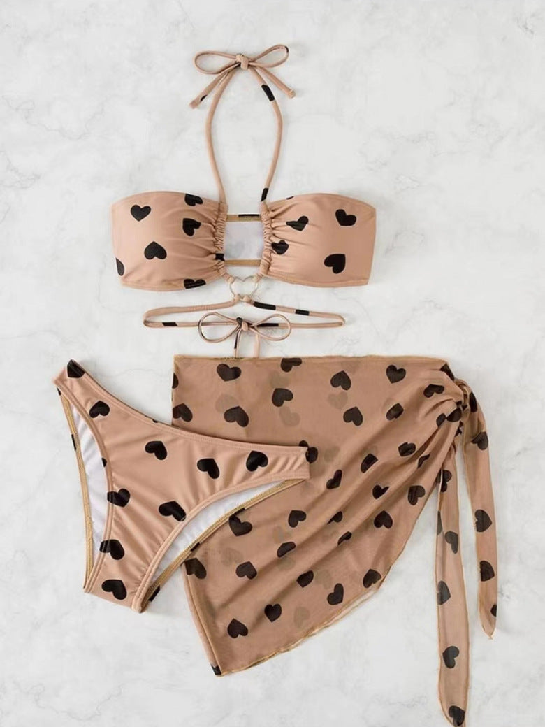 Damen Bandeau Bikini-Set mit verspieltem Herzdesign R&B