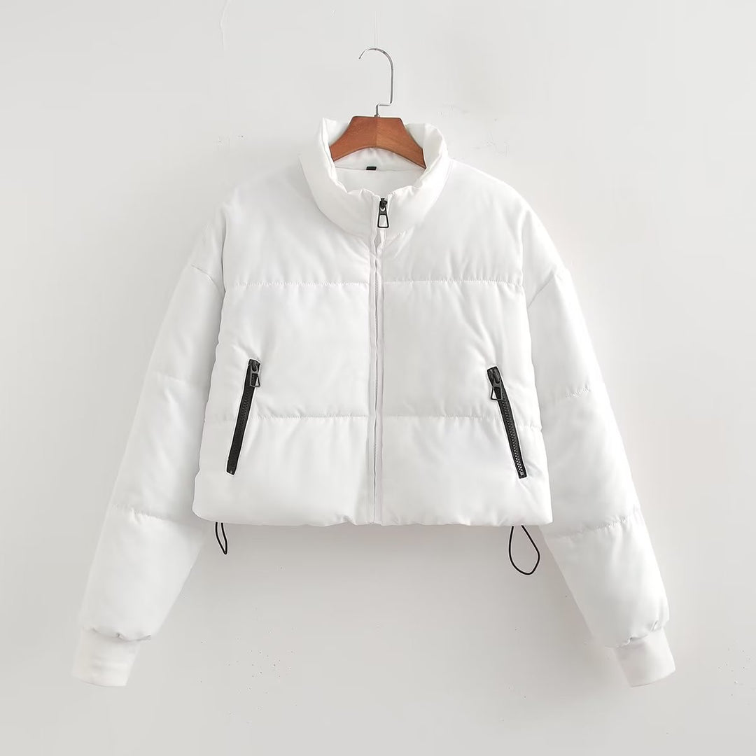Damen cropped Steppjacke mit hochschließendem Kragen und praktischen Reißverschlusstaschen R&B