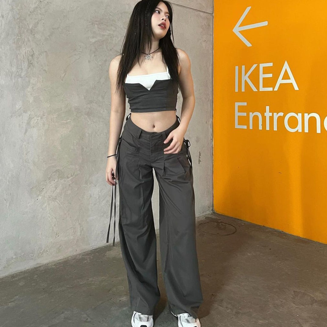 Damen Cargo-Hose mit Stylishen Seitentaschen und Verstellbaren Kordelzügen R&B