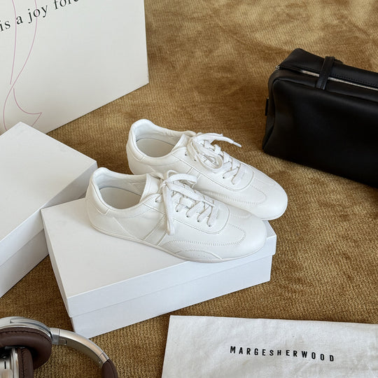 Damen Sportliche Leder-Sneaker mit Kontrastnähten und atmungsaktivem Innenfutter R&B