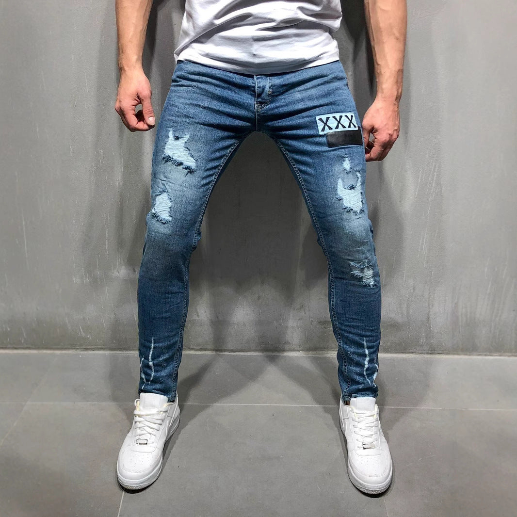 Herren Slim Fit Jeans mit modernen Destroyed-Effekten R&B