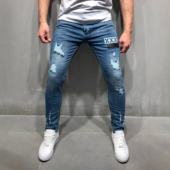 Herren Slim Fit Jeans mit modernen Destroyed-Effekten R&B