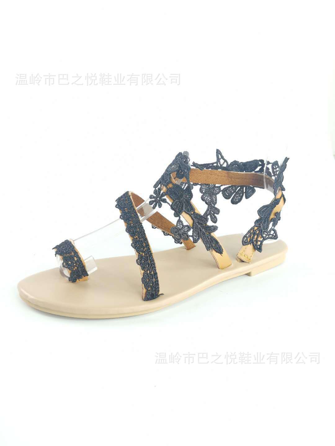 Damen Sommerliche Riemensandalen mit floralen Spitze R&B