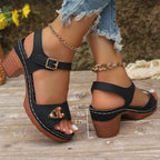 Damen Blockabsatz-Sandalen mit modischem Riemendesign R&B