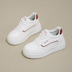 Damen modische Plateau Sneakers mit glattem Obermaterial und elastischen Schnürsenkeln R&B