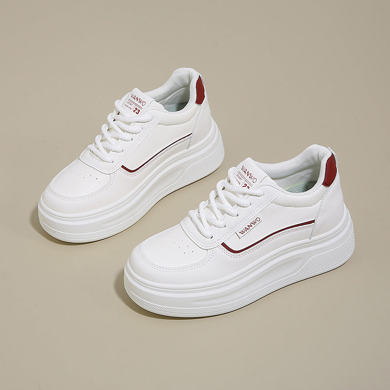 Damen modische Plateau Sneakers mit glattem Obermaterial und elastischen Schnürsenkeln R&B