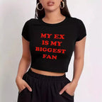 Damen Crop-T-Shirt mit inspirierendem Statementdruck R&B