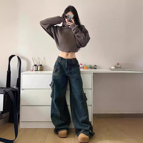 Damen Cargo-Jeans im lässigen Oversized-Stil mit praktischen Seitentaschen R&B