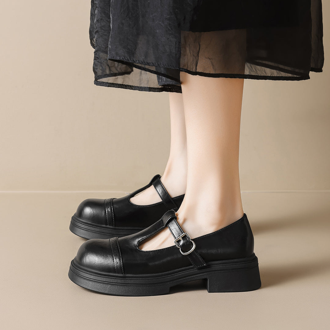 Damen elegante Mary-Jane Schule mit robustem Blockabsatz R&B