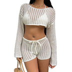 Damen luftiges Häkel-Set mit weiten Ärmeln R&B