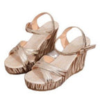 Damen Wedge-Sandalen mit modischem Streifenmuster und verstellbarem Riemen R&B