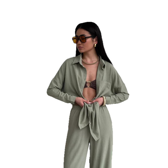 Damen lässige Bluse im Oversized-Stil mit Taschen R&B