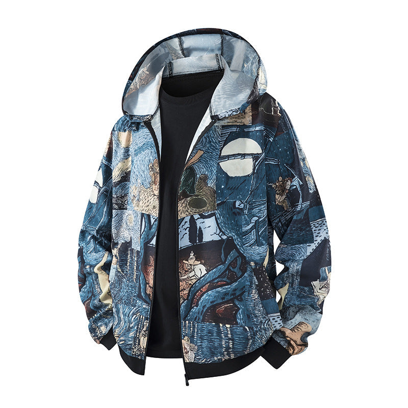 Damen leichte Windbreaker-Jacke mit farbenfrohem Muster und atmungsaktiven Eigenschaften R&B