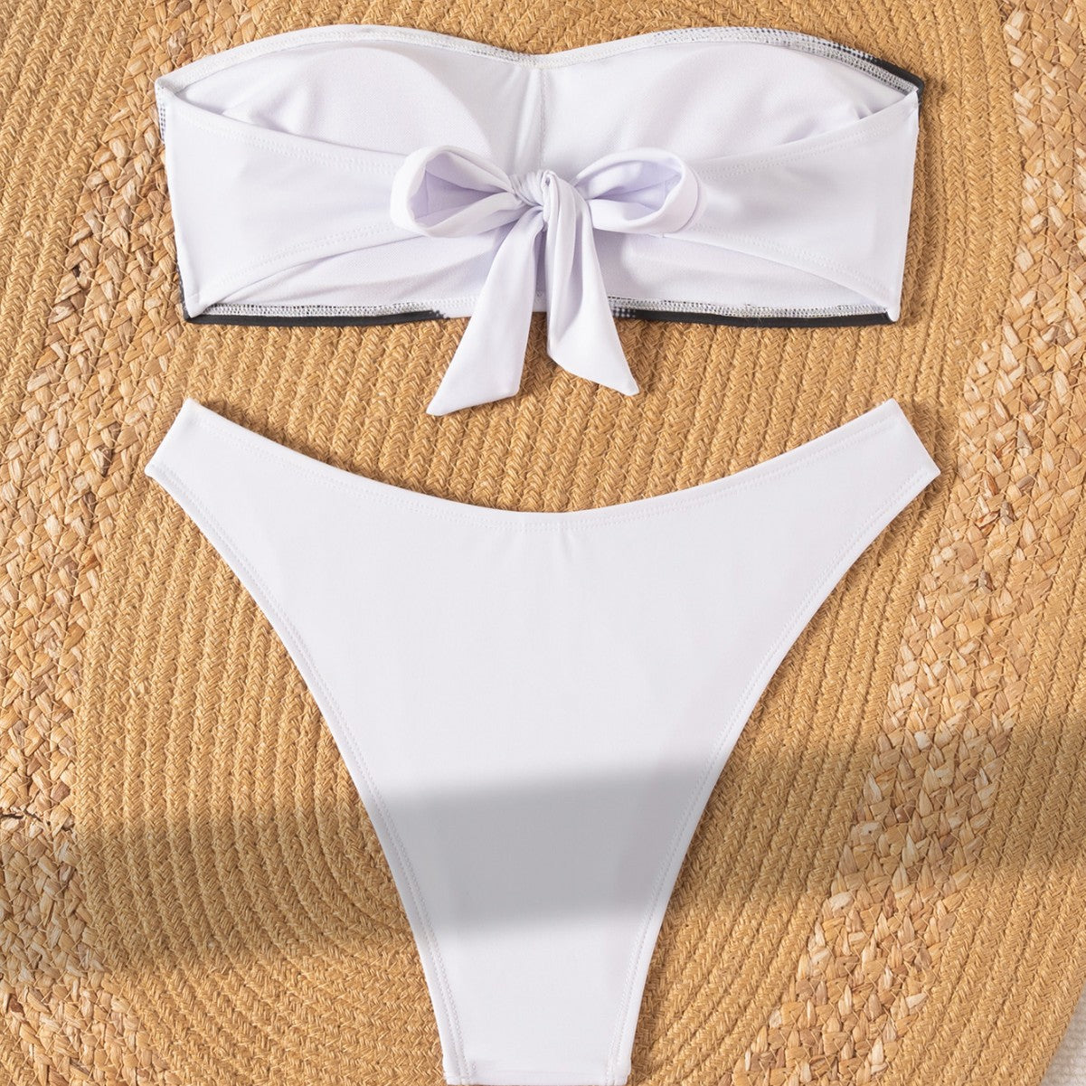 Damen Bandeau Bikini mit modischem Grafikdesign R&B