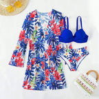 Damen bikini set mit floralem Überwurf und glamourösen Details R&B
