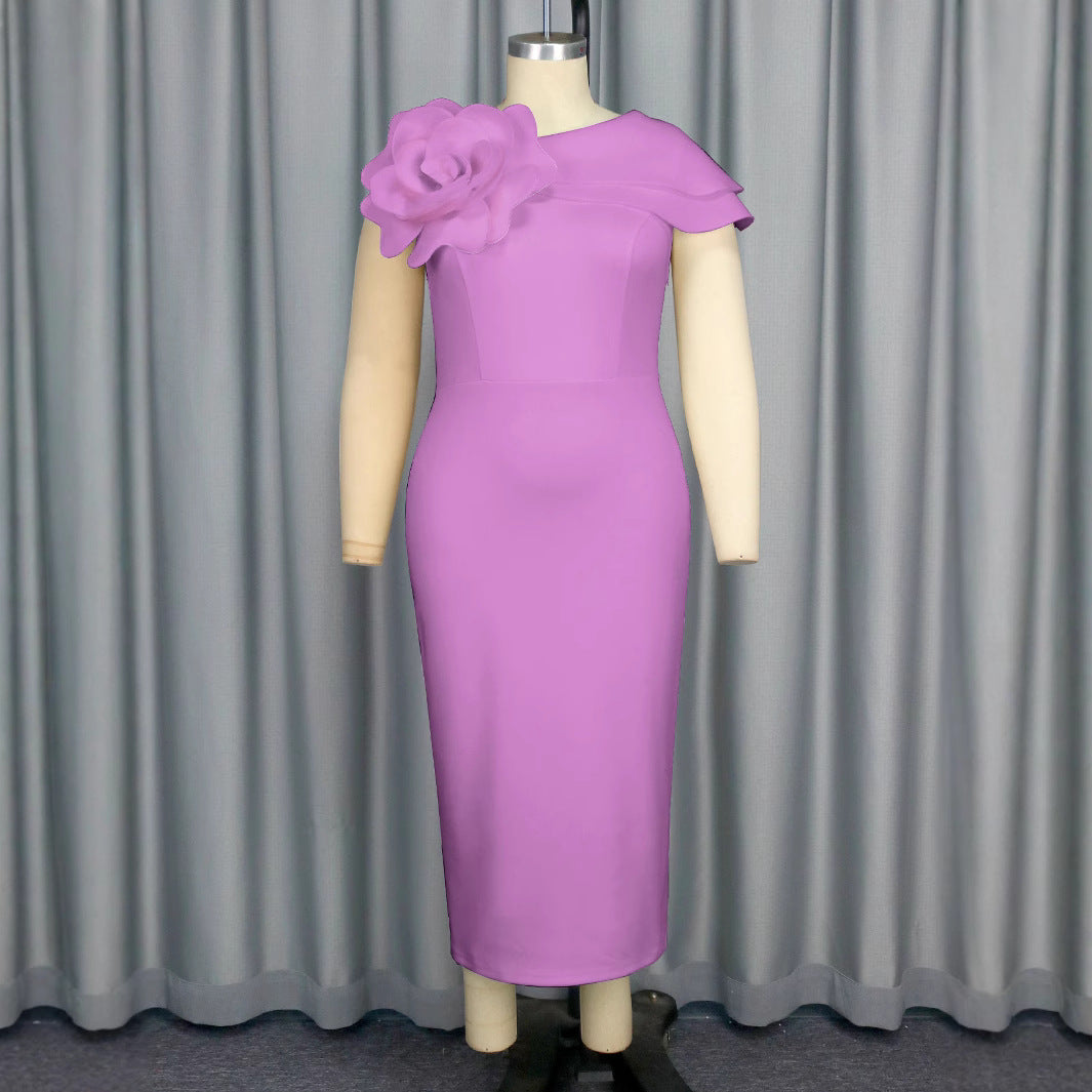 Damen elegantes Etuikleid mit floralem Akzent und Schulterdesign R&B
