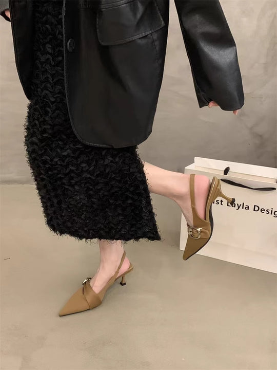 Damen Slingback High Heels mit eleganter Schnalle R&B