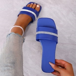 Damen modische Slides mit glitzerndem Riemen R&B