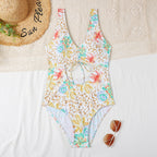 Damen Cut-Out Badeanzug mit floralem Design und verstellbaren Trägern R&B