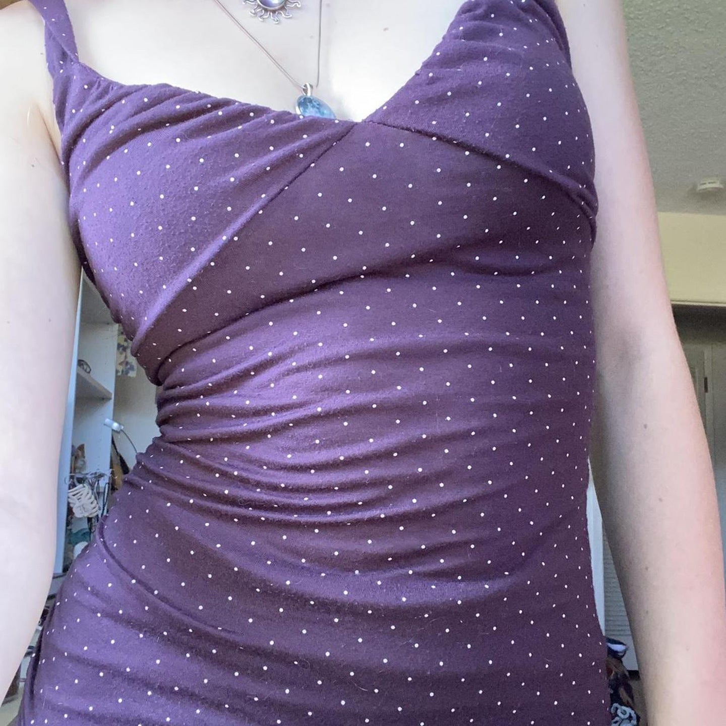 Damen Spaghetti-Trägertop mit elegantem Wickeldesign und Polka-Dots R&B