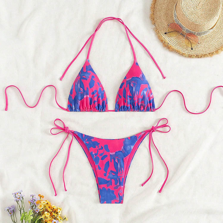 Damen Triangel Bikini mit verstellbaren Bindebändern und raffiniertem Rüschendesign R&B