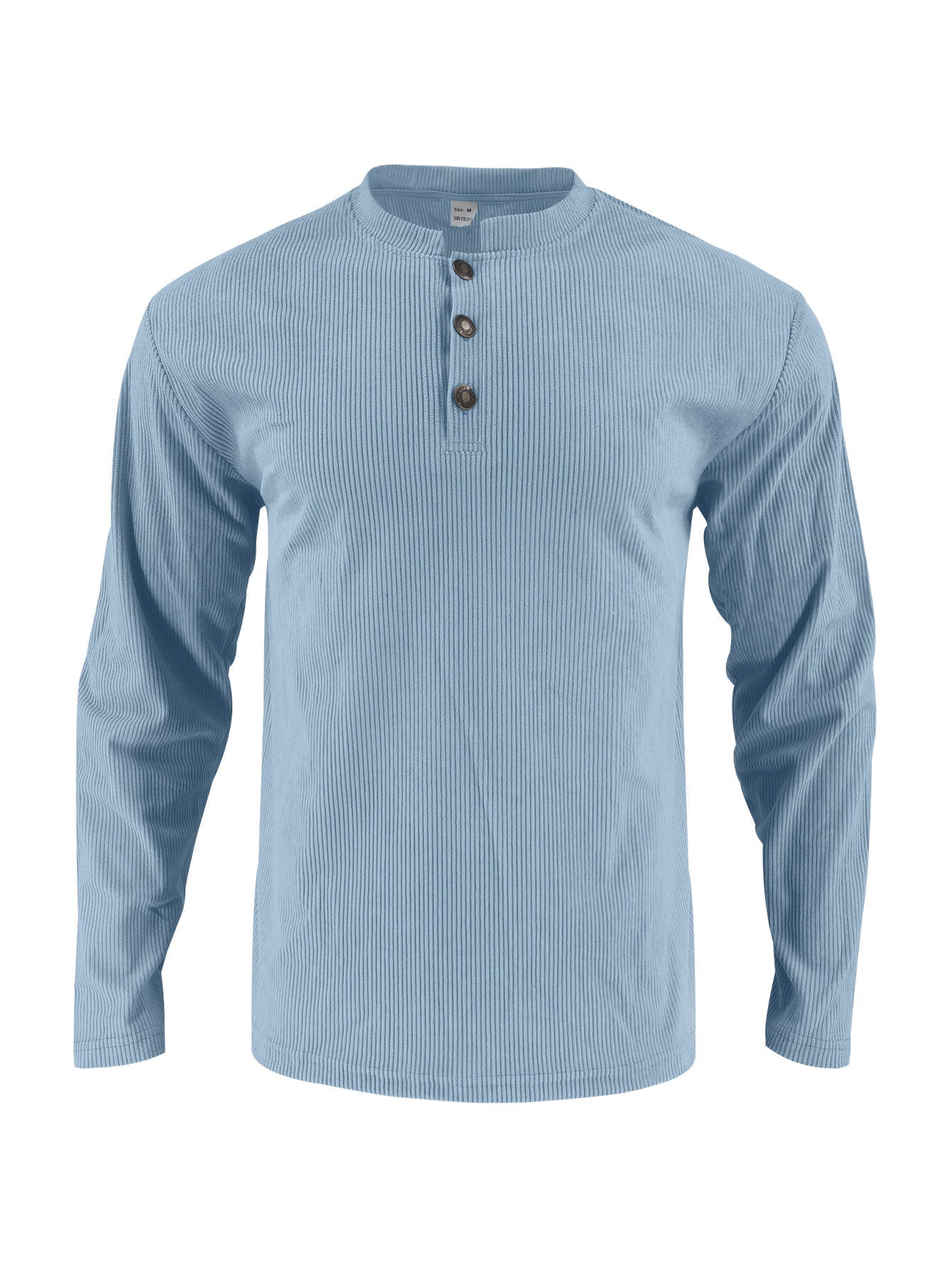 Herren Langarmshirt mit modischer Stehkragen und Knopfleiste R&B