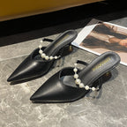 Damen Elegante Slingback-Pumps mit Perlenschmuck EB