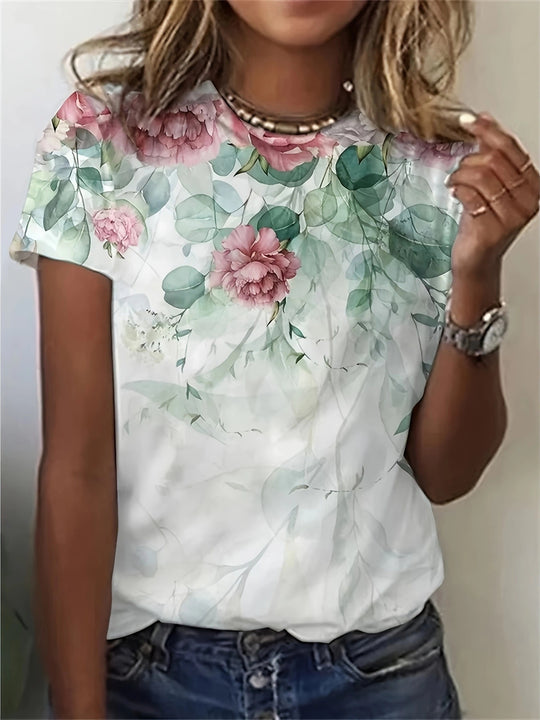 Damen T-Shirt mit floralem Design und modernem Schnitt R&B