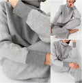 Damen Loungewear-Set mit hoher Kragen und strukturiertem Muster