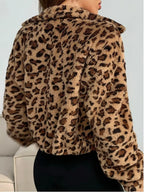 Damen Fleecejacke mit Animal-Print und praktischem Reißverschluss R&B