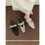 Damen offene Mules mit dekorativem Riemen und modischem Design R&B