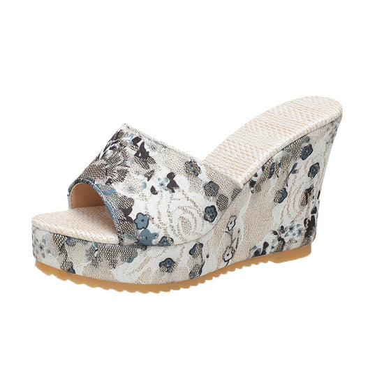 Damen elegante Wedge-Sandalen aus floralem Design R&B
