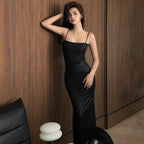 Damen Elegantes Maxikleid mit transparentem Netzdesign R&B
