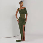 Damen Raffiniertes Maxikleid mit asymmetrischem Design und figurnaher Passform R&B