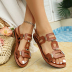 Damen Sandalen mit modischen geometrischen Riemen und komfortabler Fußbettgestaltung
