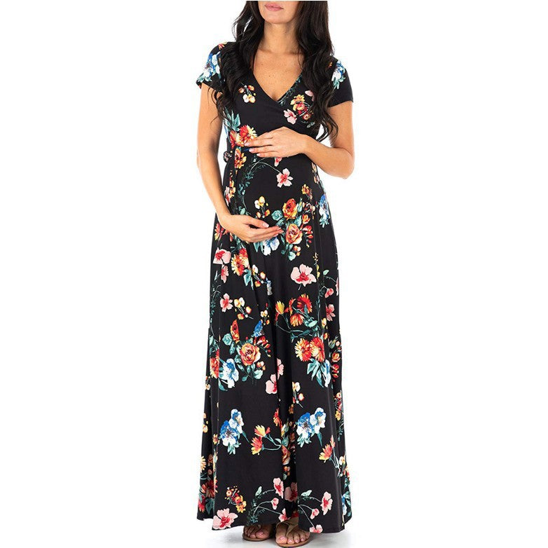 Damen Wickelkleid mit floralen Mustern und innovativem Stilldesign R&B