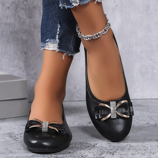Damen elegante Ballerinas mit funkelndem Schleifen-Detail R&B