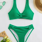 Femme Strukturierter Hochgeschnittener Bikini-Set R&B