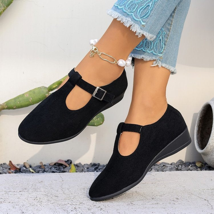 Damen Wedge-Pantoletten mit modischem Schnallen-Design R&B