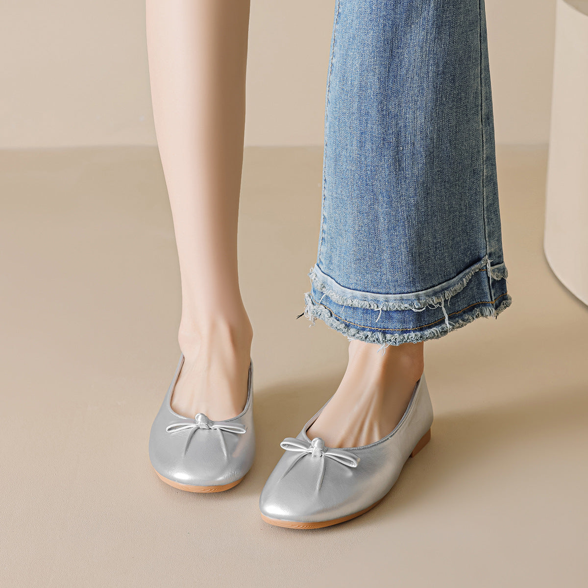 Damen Ballerinas mit elegantem Schleifendetail und komfortablem Fußbett