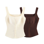Damen tailliertes Camisole-Top mit quadratischem Ausschnitt und elastischem Material R&B