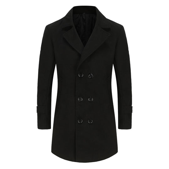 Herren stilvoller und eleganter Übercoat mit doppelter Knopfreihe R&B