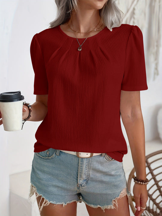 Damen Modisches Oberteil mit strukturiertem Design und Puffärmeln R&B