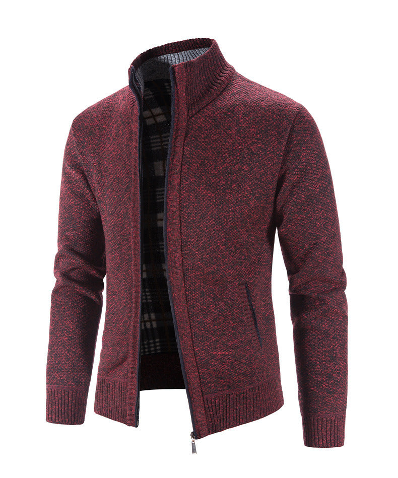 Herren Strickjacke mit strukturiertem Muster und hohem Stehkragen R&B