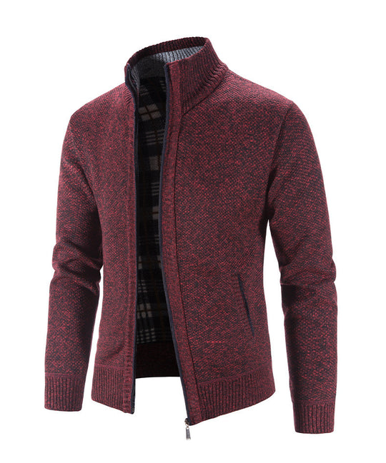 Herren Strickjacke mit strukturiertem Muster und hohem Stehkragen R&B