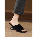 Damen elegante Mules mit geschwungenem Absatz R&B