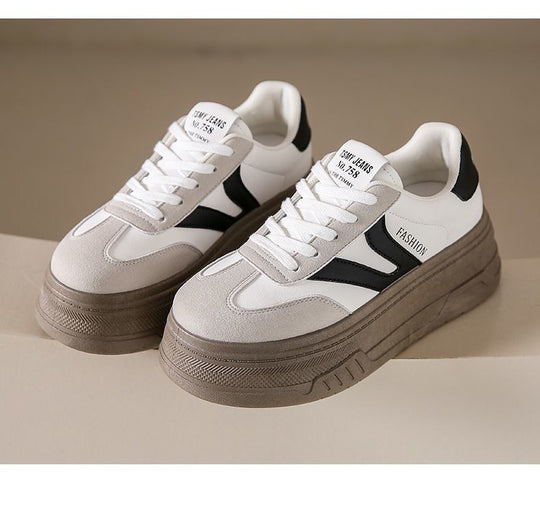 Damen Modische Plattform Sneakers mit dicker Sohle und atmungsaktiver Obermaterialstruktur R&B